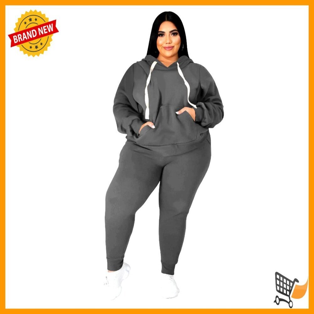 Plus Size Two Piece Sweatsuit Set Long Sleeve Loungewear Tracksuit Chic